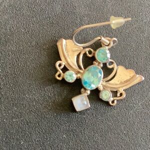Sterling Blue Topaz Angel Wing Moon Stone Earrings